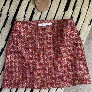 ASTR Women's Red and Orange Tweed Mini Skirt
